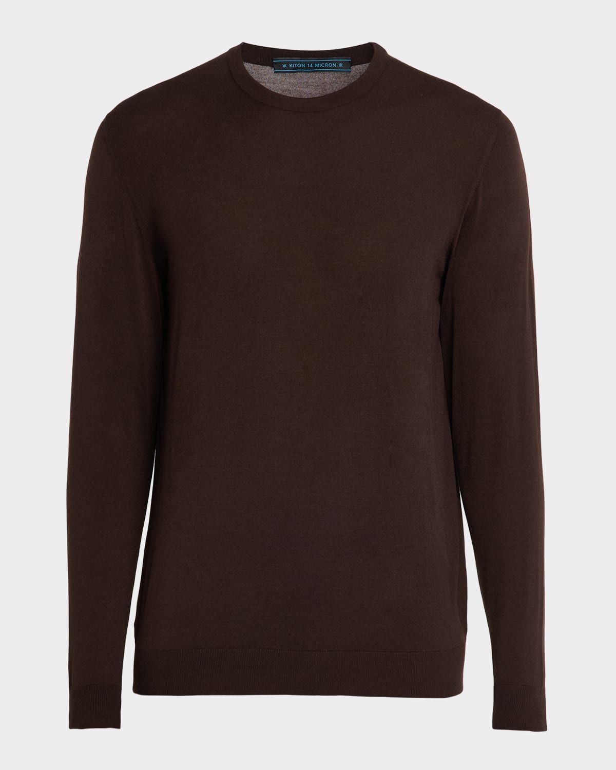 Men & apos;s 14 Micron Wool Crewneck Sweater