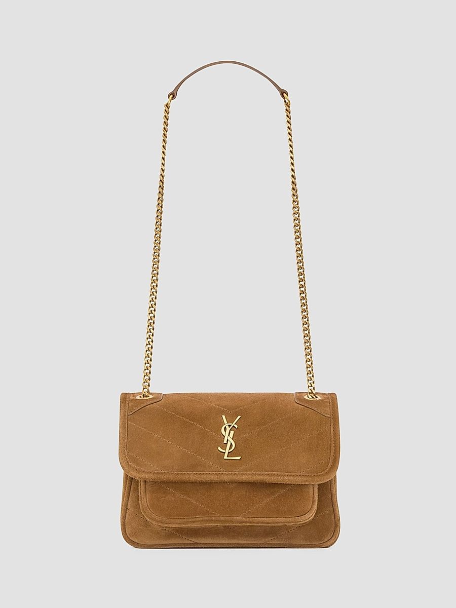 Saint Laurent Women's Niki Mini Crossbody Bag in Suede - Caramel Cognac