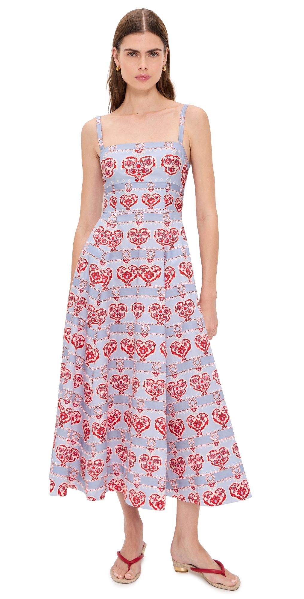 Hill House Home The Margot Dress Poppy Damask Stripe XS