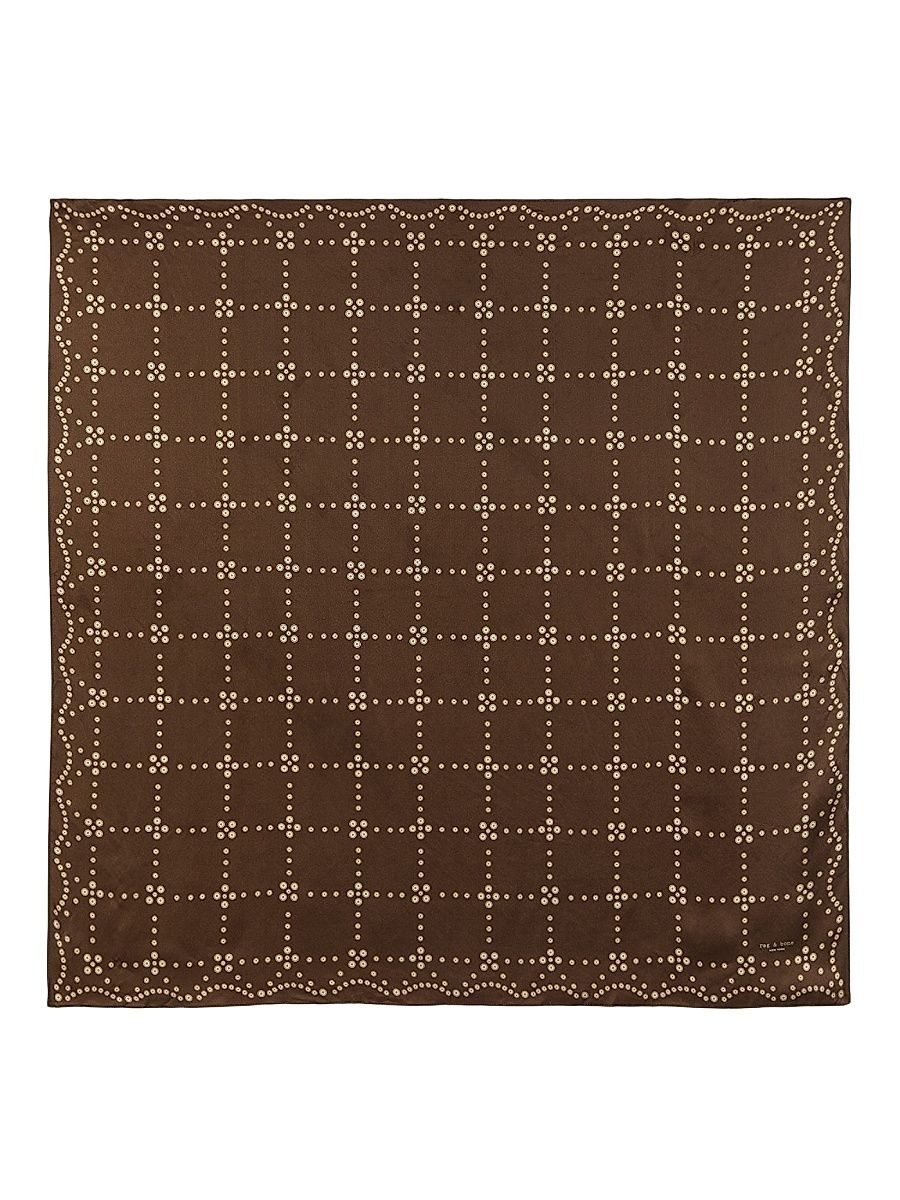 Women's Pearly Button Silk Scarf - Dark Espresso