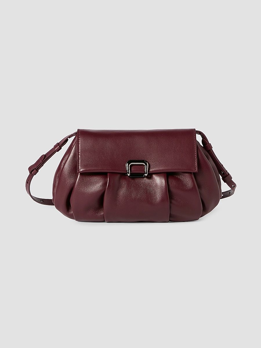 Women's Boule Crossbody Bag in Nappa Leather - Burgundy