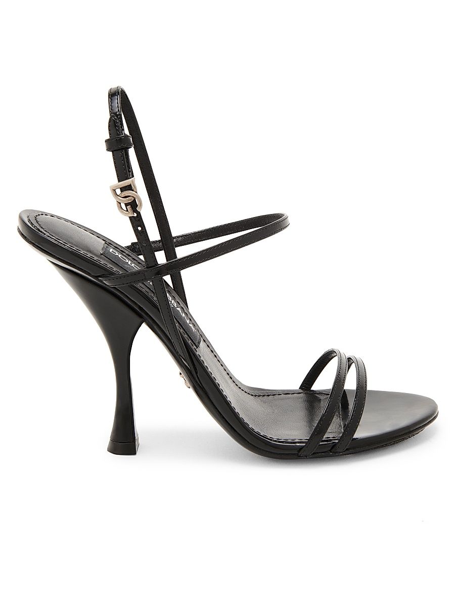 Women's Logo-Buckle Leather Sandals - Nero - Size 12