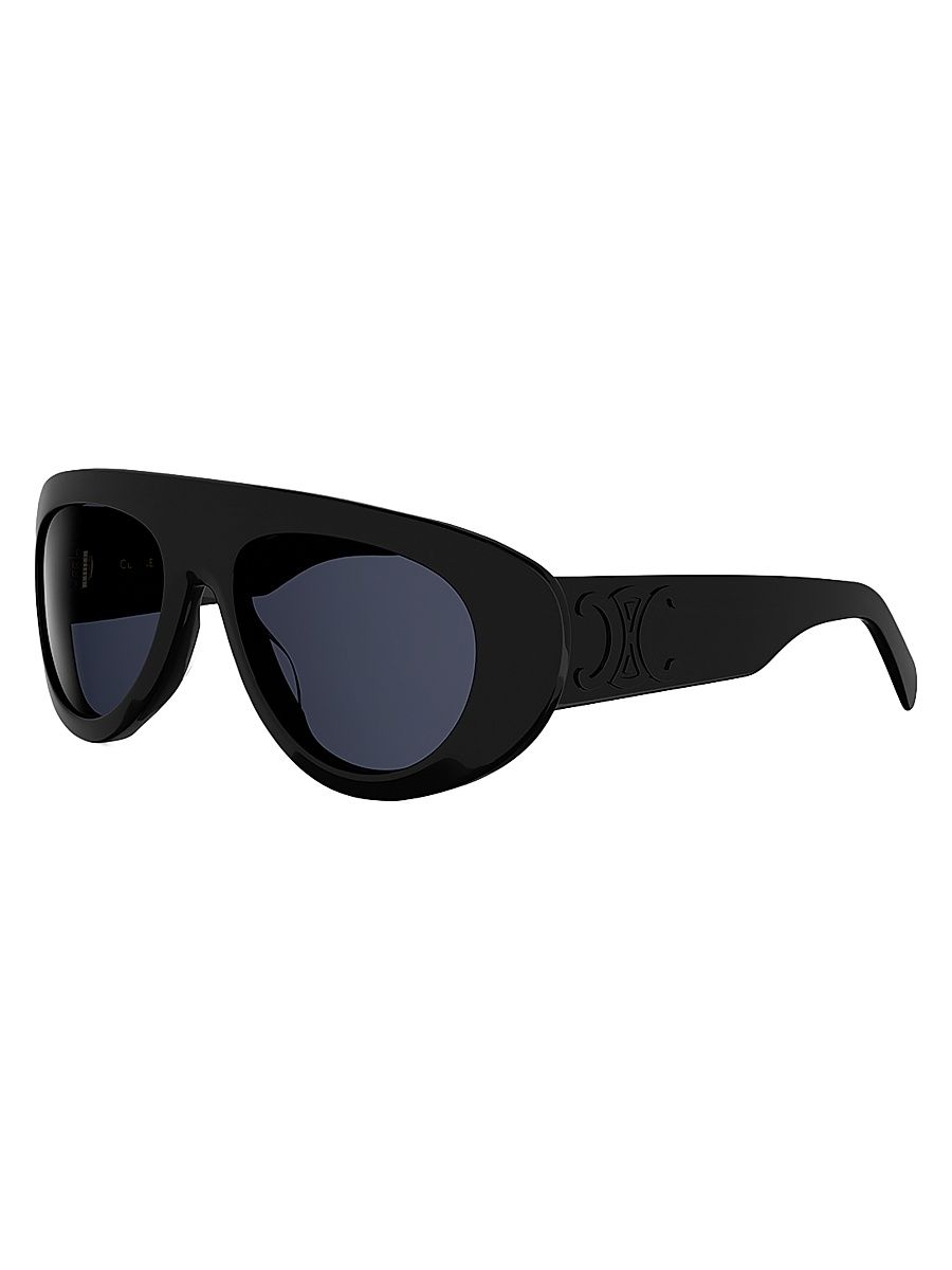 Women's Triomphe Stamp 57MM Pilot Sunglasses - Shiny Black Blue