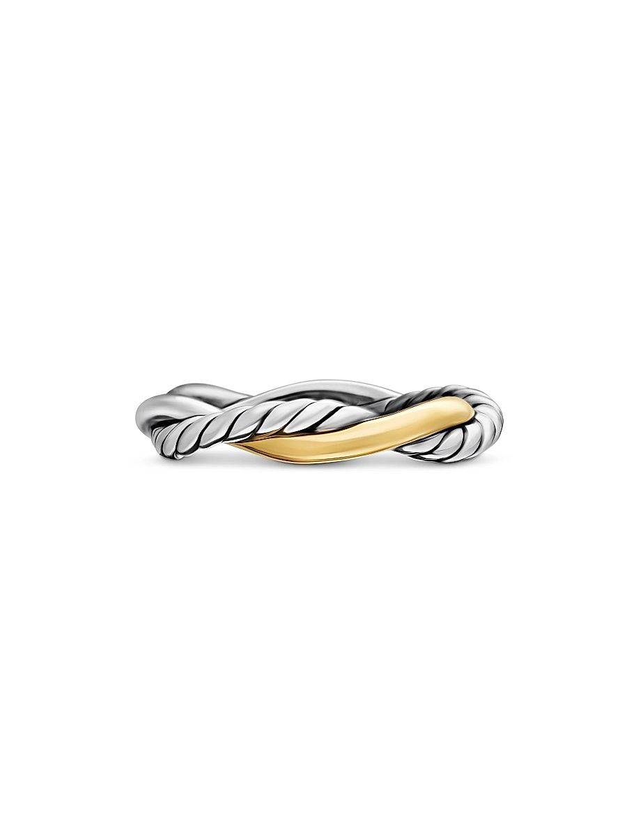 Women's Petite Infinity Band Ring in Sterling Silver with 14K Yellow Gold - Size 4