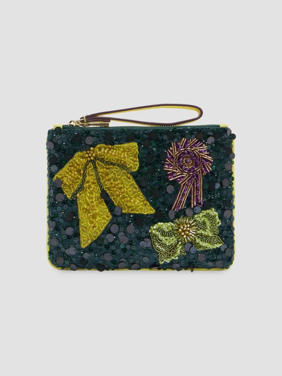 Women's Rosette Beaded Clutch - Multi
