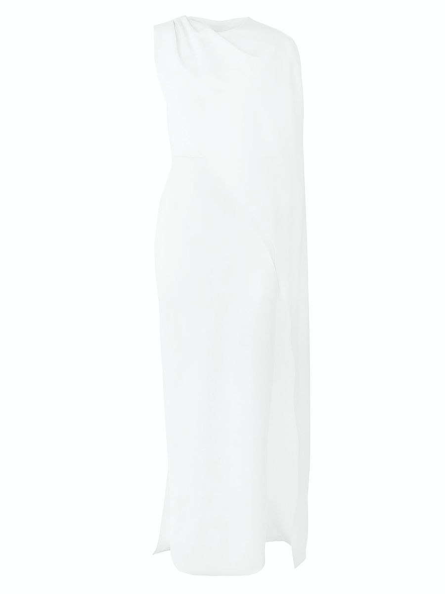 Women's Draped One-Shoulder Column Gown - White - Size 8