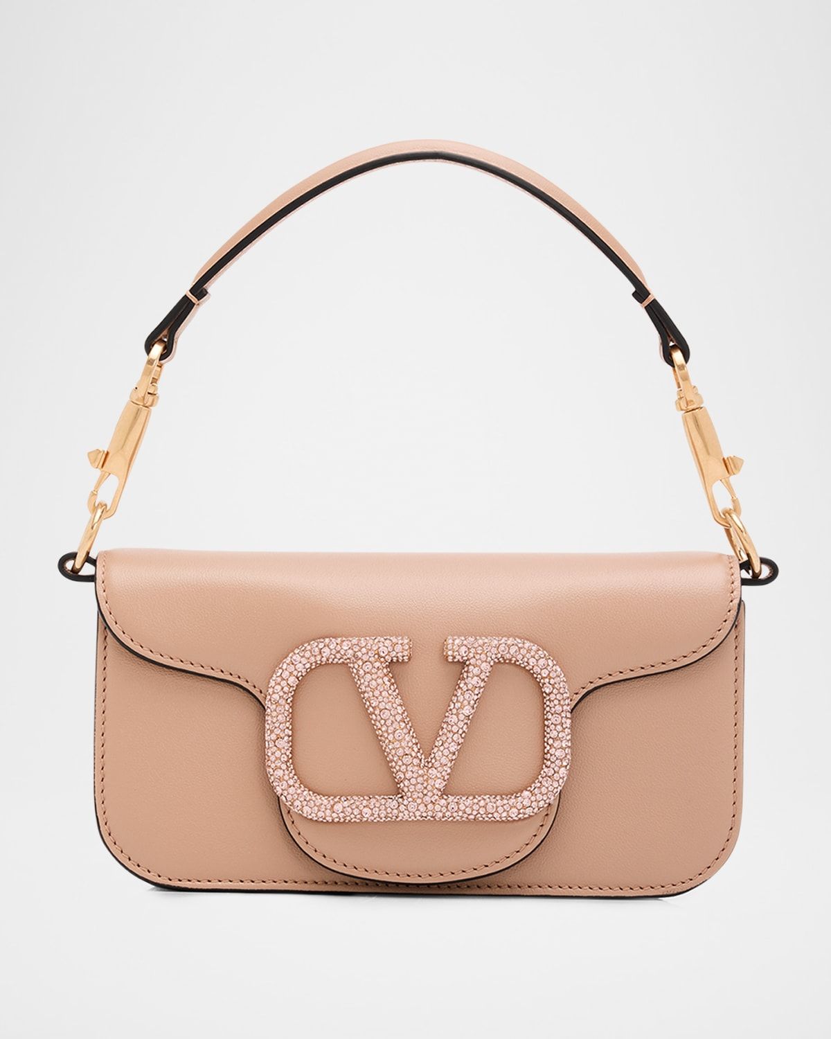 Loco Small Leather Top-Handle Bag with Jewel VLogo