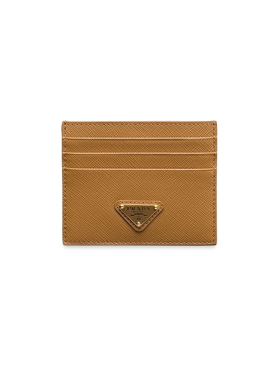 Women's Saffiano Leather Card Holder - Light Brown