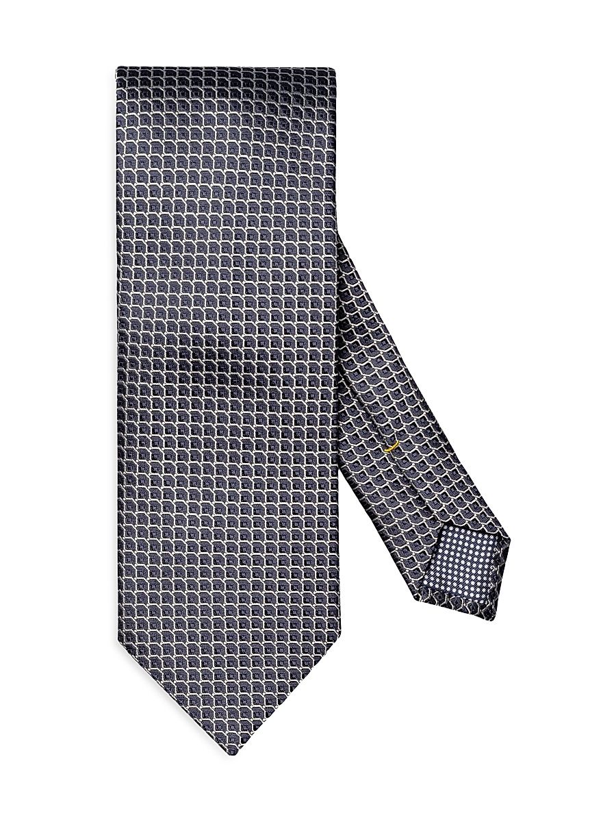 Men's Geometric Woven Silk Tie - Blue