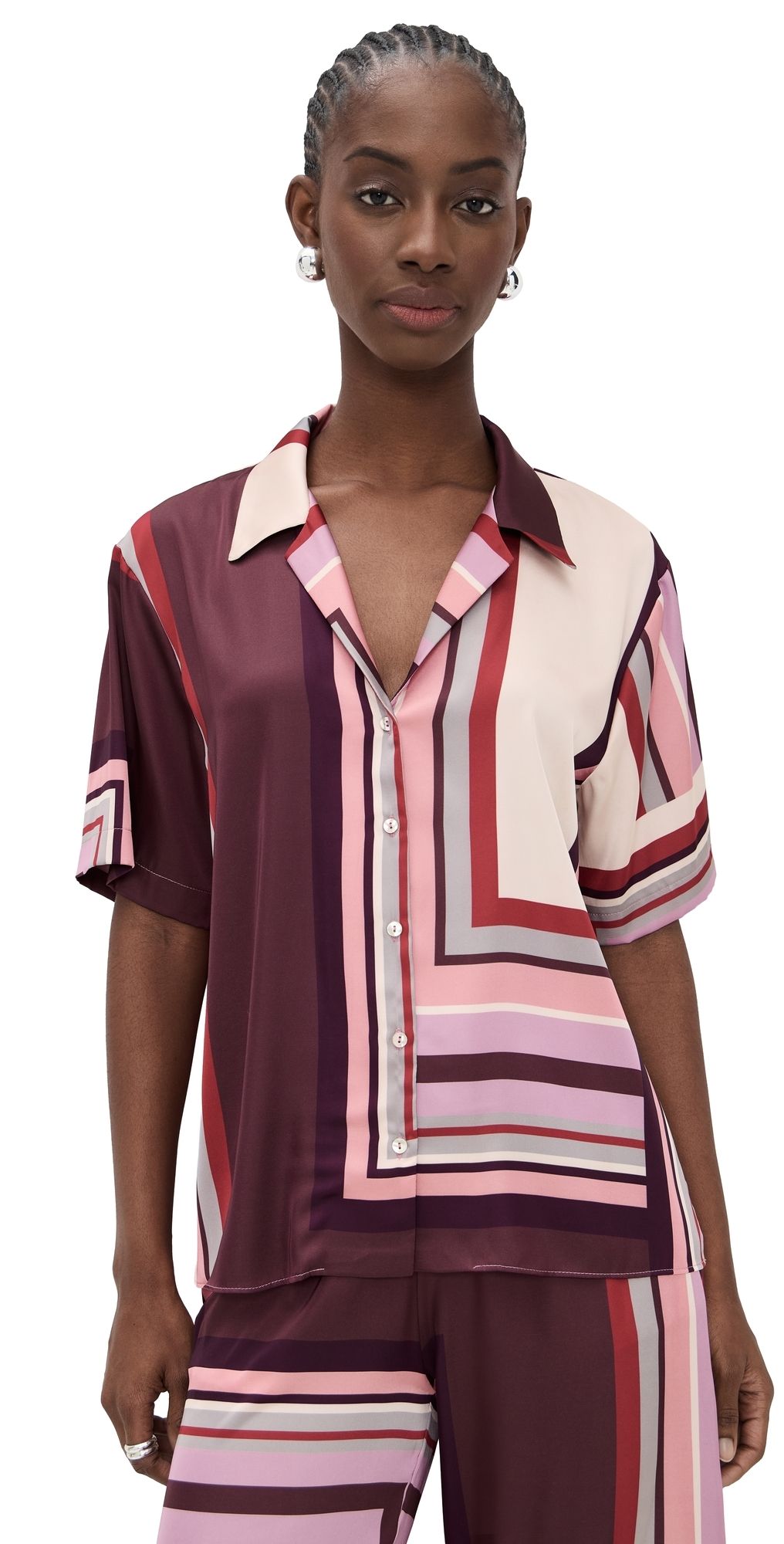 MISA Solange Top Chocolate Geo Stripe M