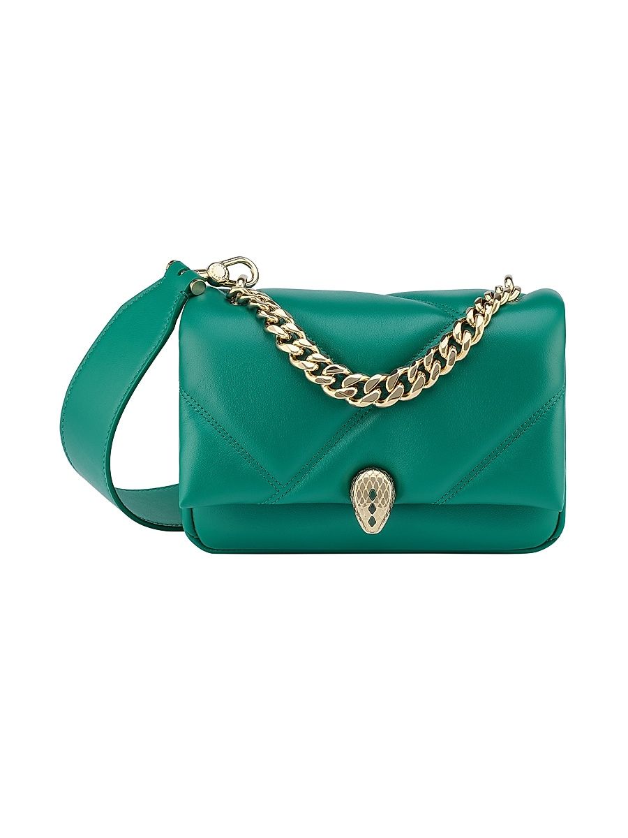 Women's Serpenti Cabochon Matelassé Leather Crossbody Bag - Jade Green