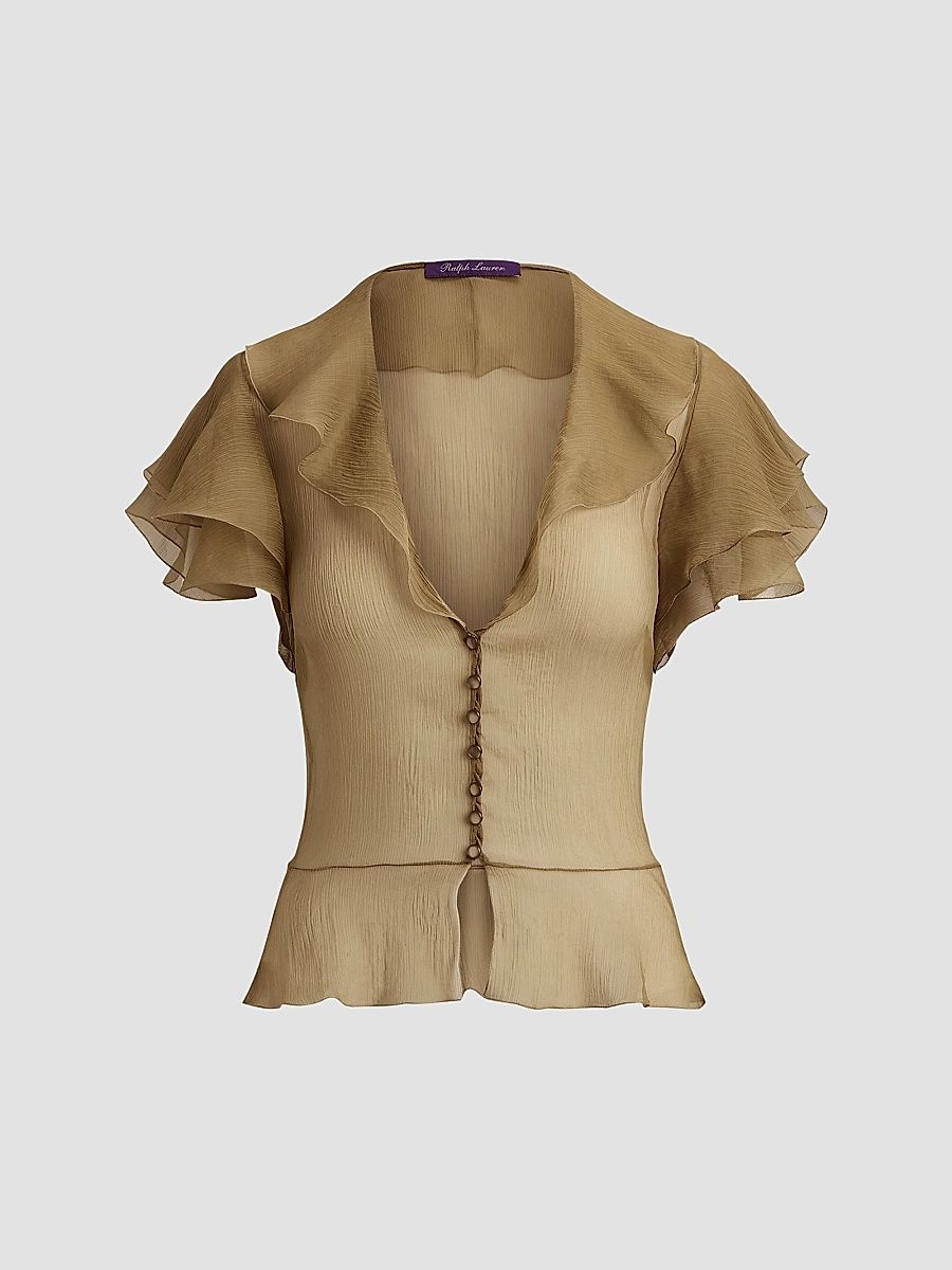 Women's Kristina Crinkle Chiffon Blouse - Porcini - Size 8