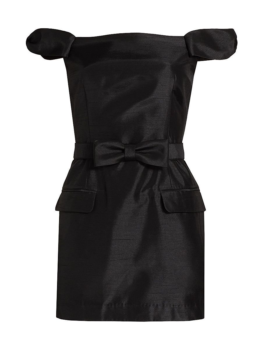 Women's Pema Taffeta Off-The-Shoulder Minidress - Black - Size 4