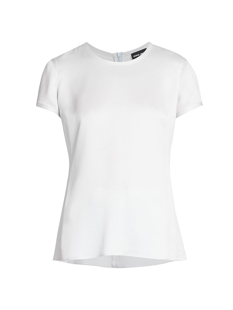 Women's Silk Short-Sleeve Shirt - Ice - Size 12