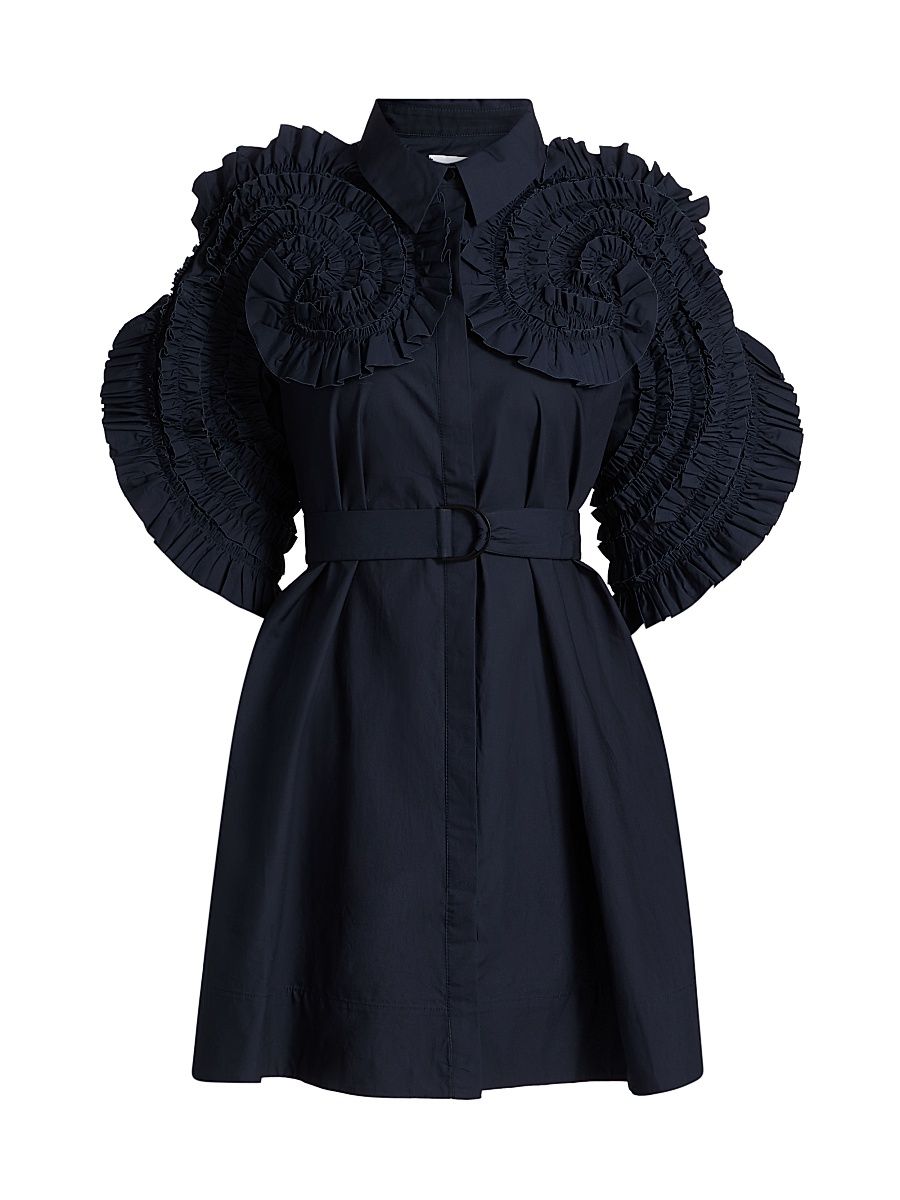 Women's Gedney Spiral Ruffle Mini-Shirtdress - Deep Sapphire - Size 8