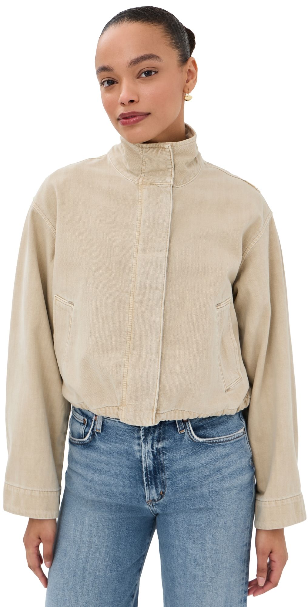 Madewell Denim Crop Field Jacket Faded Khaki XS
