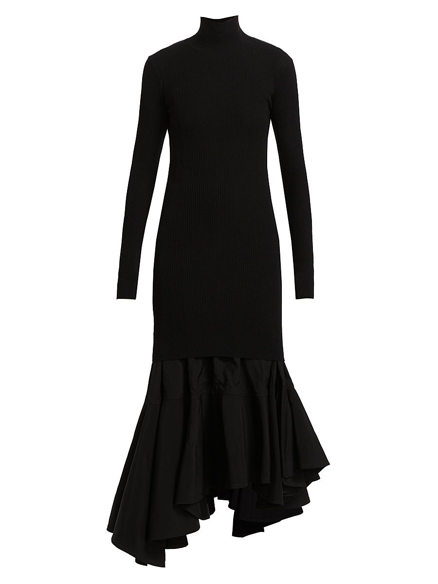 Women's Turtleneck Long-Sleeve Maxi Dress - Black - Size 6