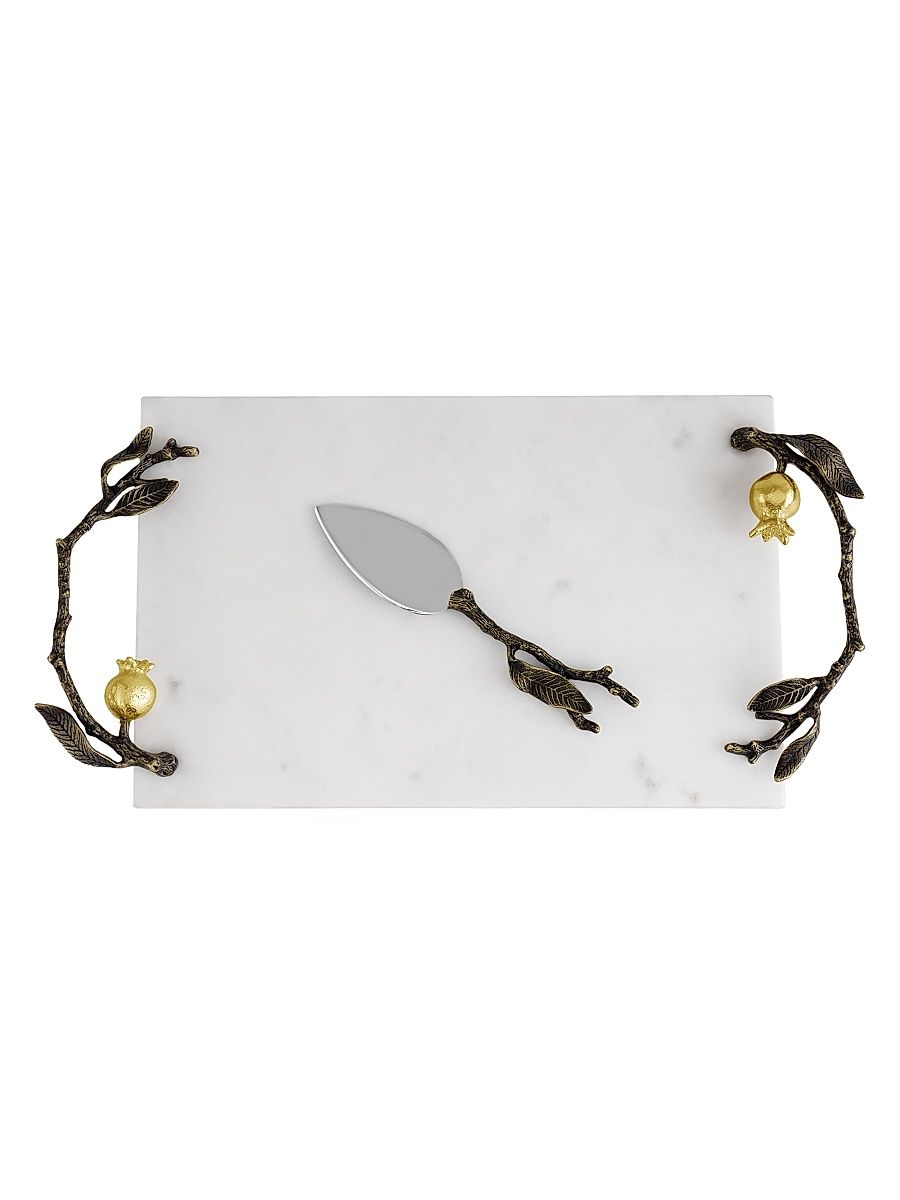 Pomegranate Small Marble Cheese Board & Knife Set