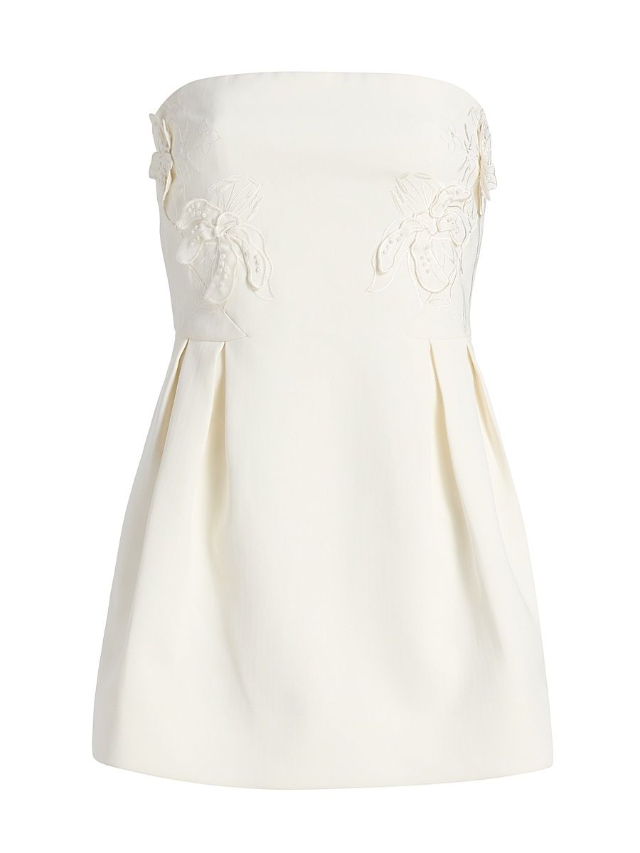 Women's Lily Appliquéd Strapless Minidress - Ivory - Size 10