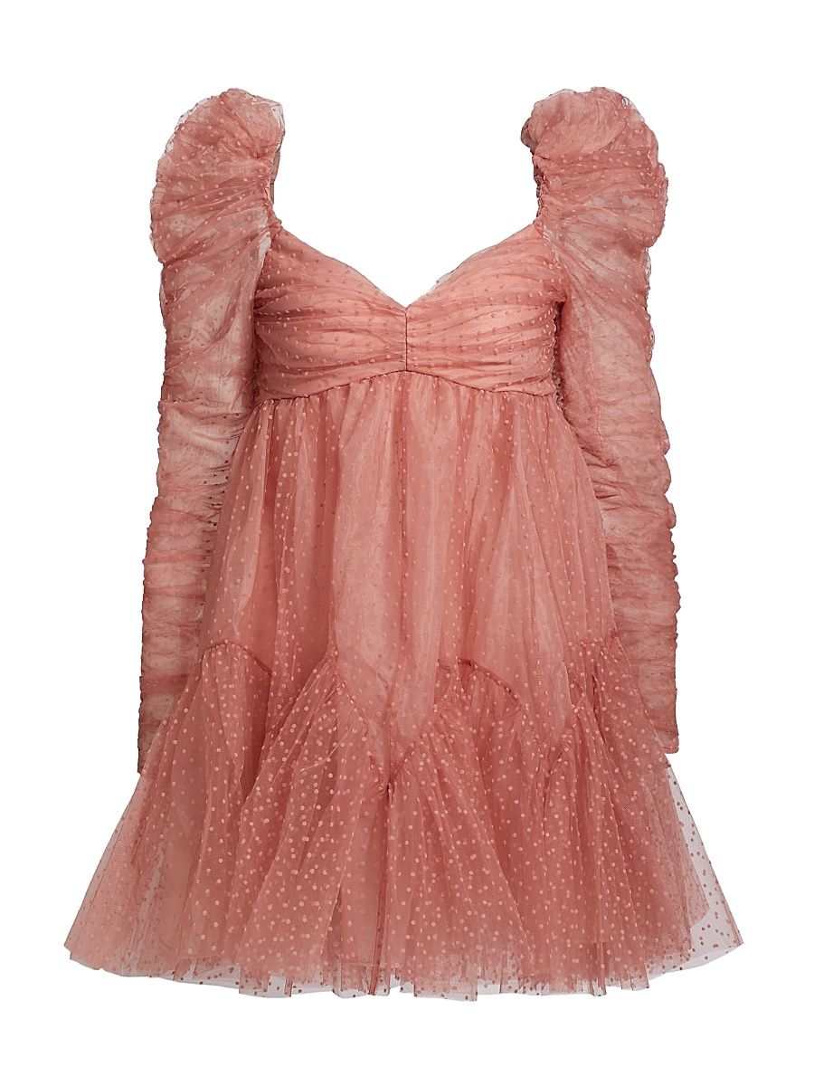 Women's Ruched Tulle Minidress - Blush - Size 8