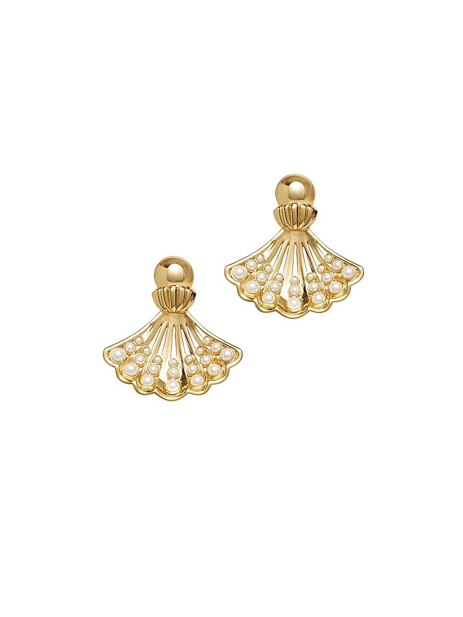 Women's Fan Shell 14K-Gold-Plated Stud Earrings - Gold