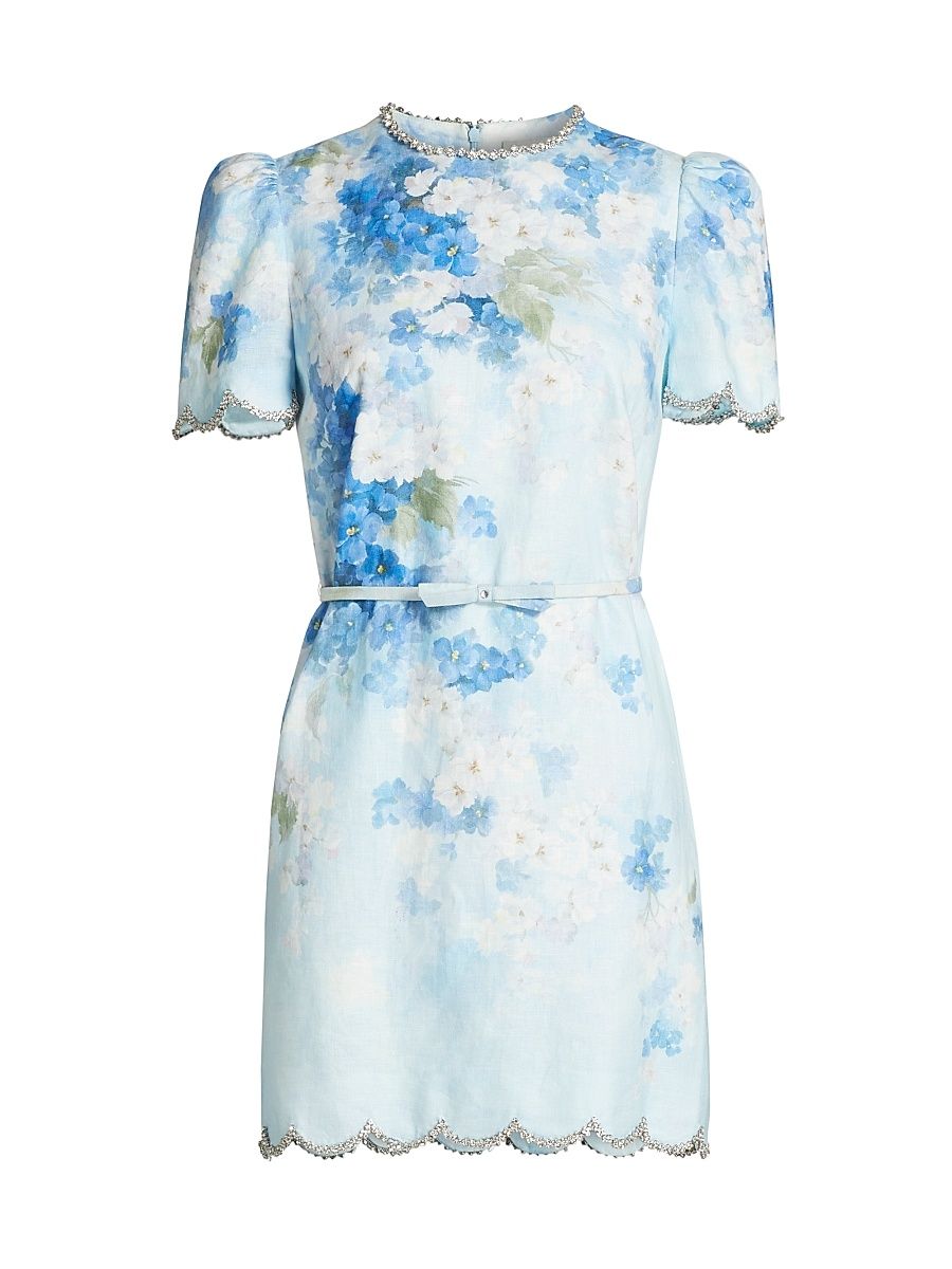 Women's Crush Floral Scalloped Shift Dress - Blue Floral - Size 8