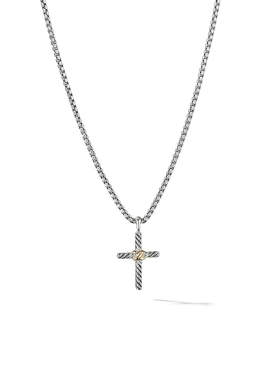 Women's Petite X Cross Necklace in Sterling Silver - Silver - Size 14