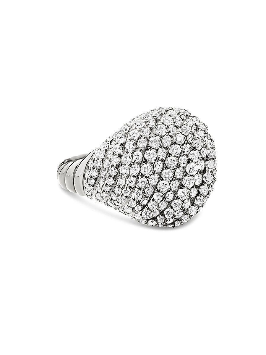 Women's Sculpted Cable Pinky Ring in 18K White Gold - Silver - Size 4