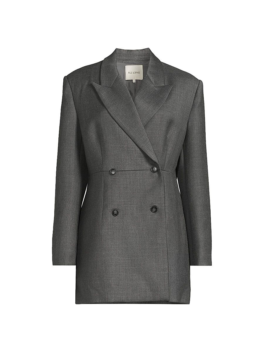 Women's Paley Double-Breasted Wool-Blend Blazer - Charcoal - Size XL