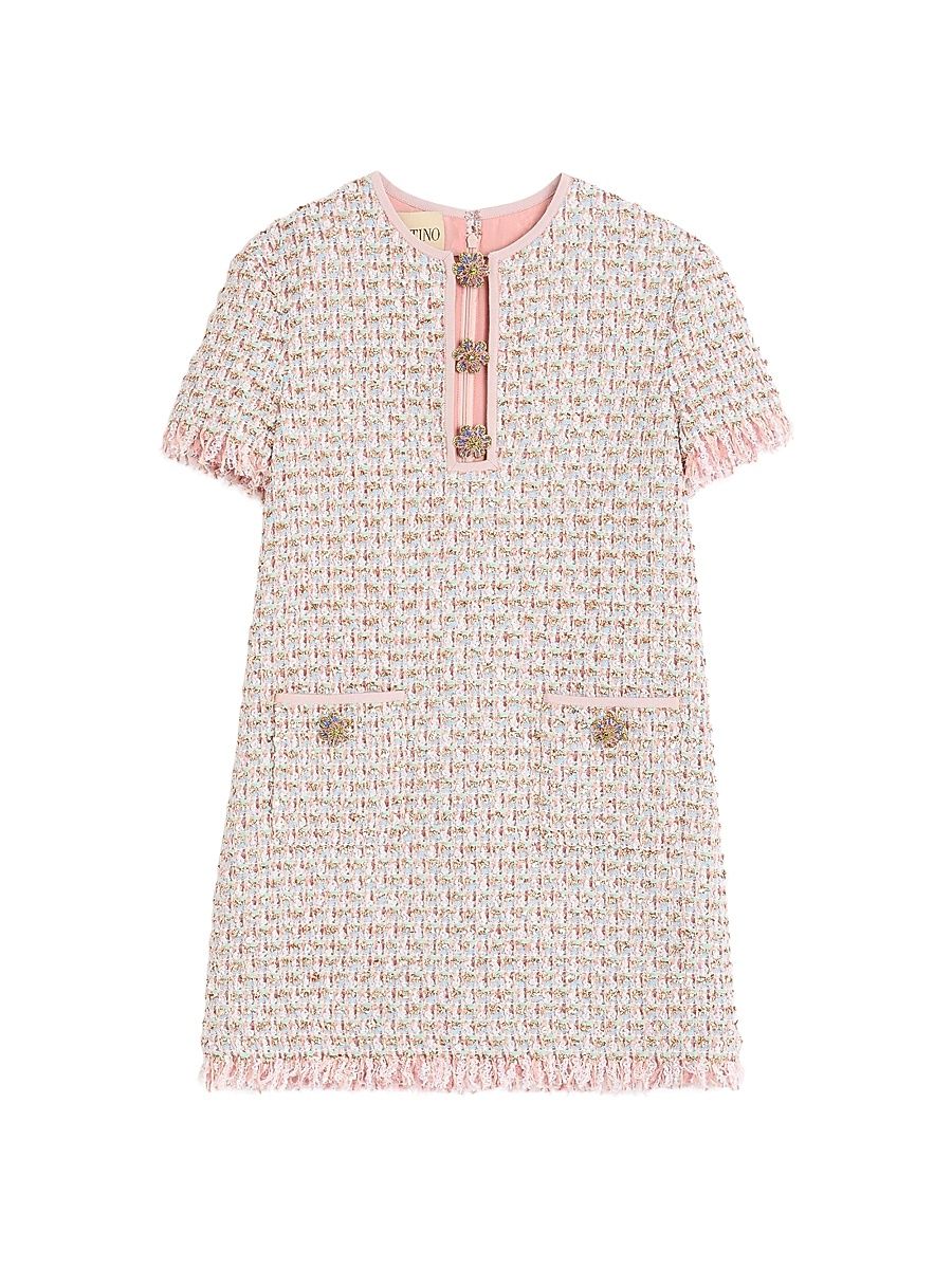 Women's Embroidered Ribbon Tweed Short Dress - Size 2