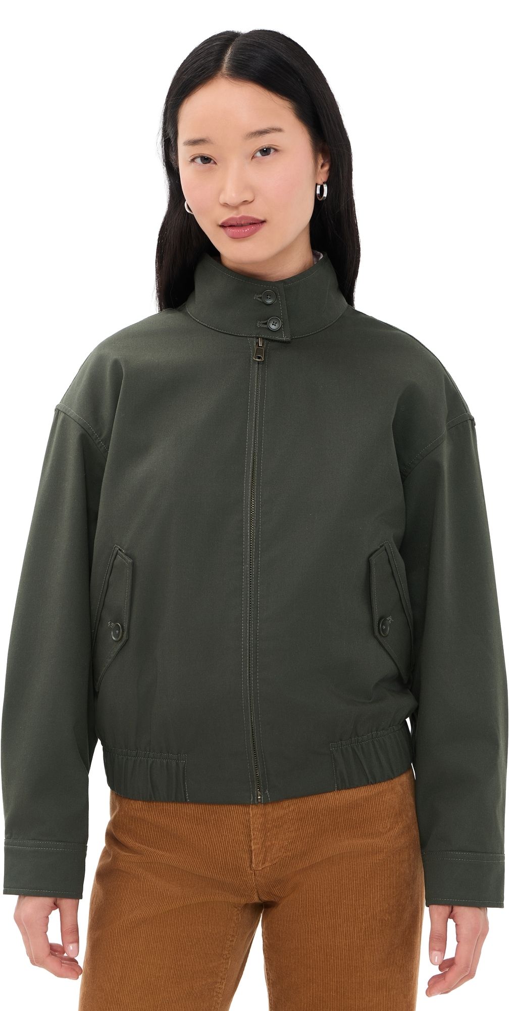 Alex Mill Cropped Zip Jacket In Twill Gabardine Autumn Green L