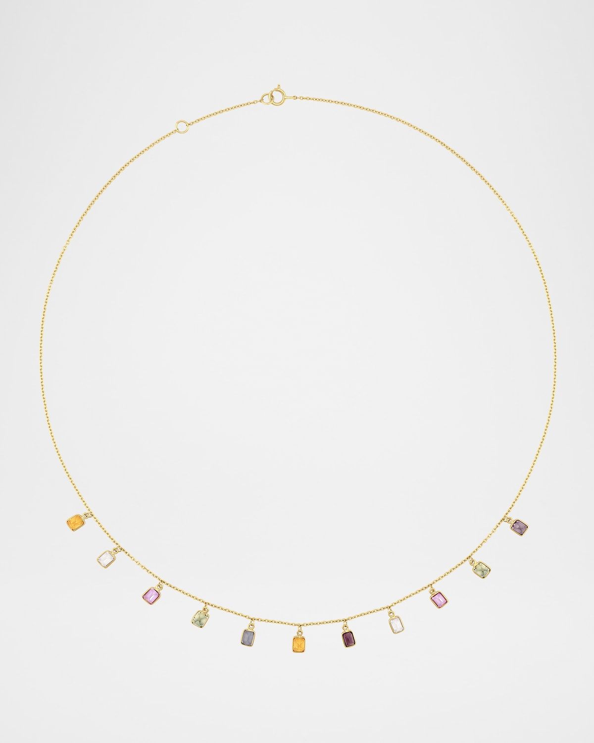 Chakra Rainbow Sapphire Bezel Necklace