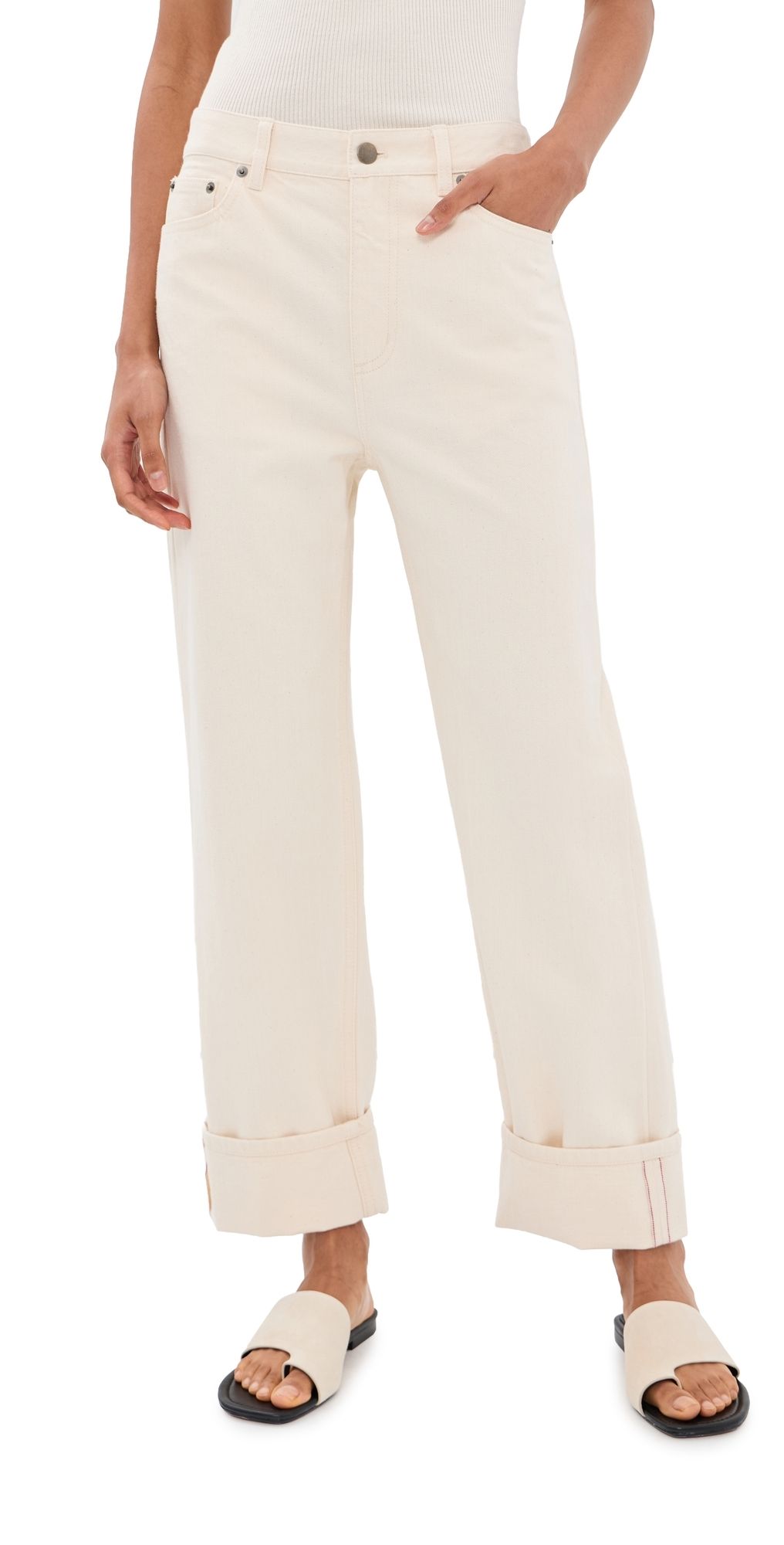 Tibi Selvedge Denim 5 Pocket Alec Jeans Natural 27