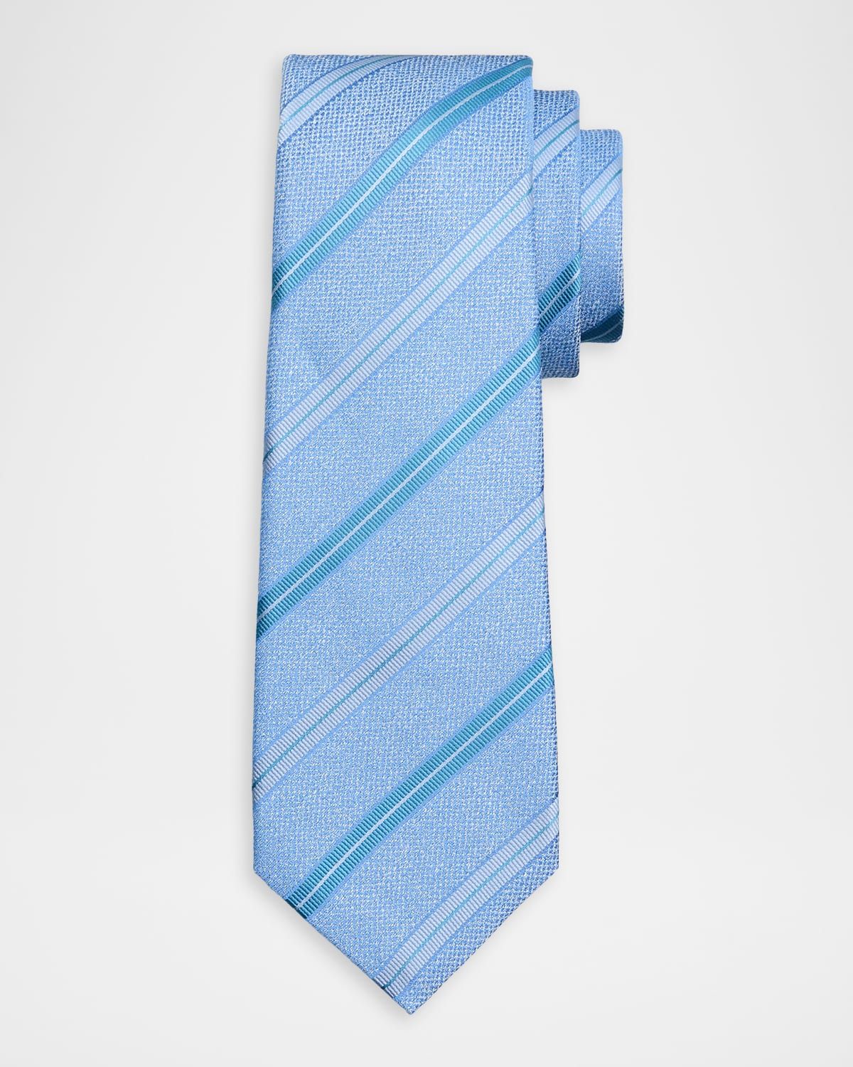 Men & apos;s Grosgrain Stripe Silk 7-Fold Tie