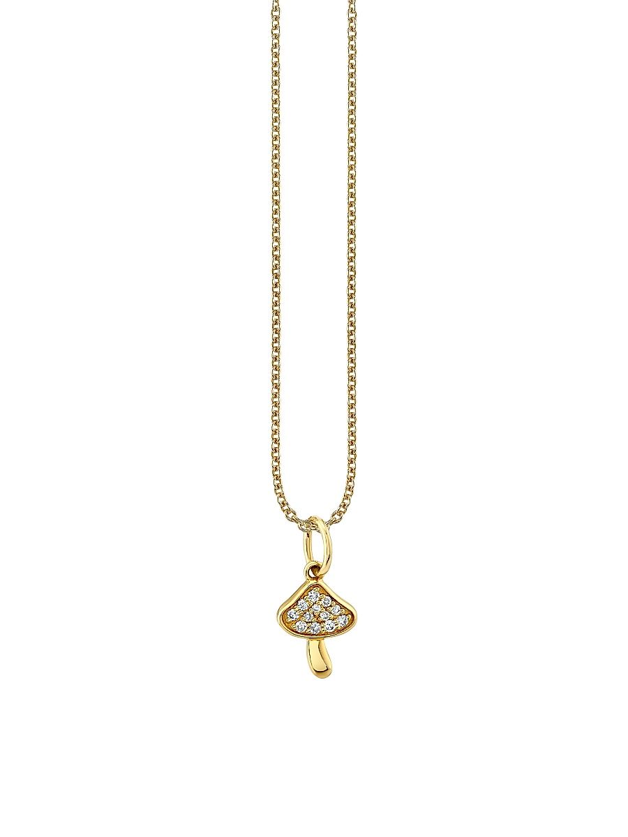 Women's Tiffany 14K Yellow Gold & 0.053 TCW Diamond Mushroom Pendant Necklace - Yellow Gold