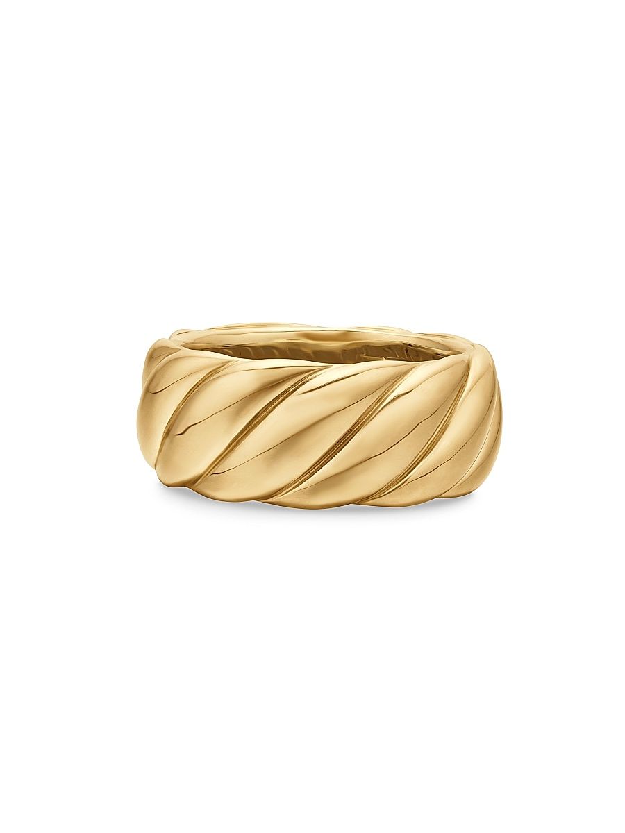 Women's Sculpted Cable Band Ring In 18K Yellow Gold - Gold - Size 7