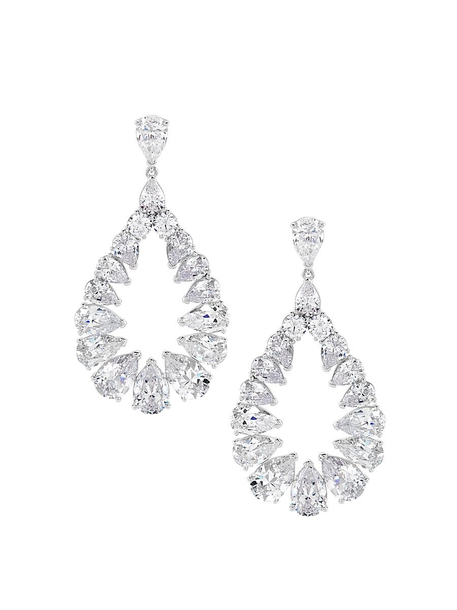 Women's Feliz Sterling SIlver & Cubic Zirconia Pear Drop Earrings - Silver