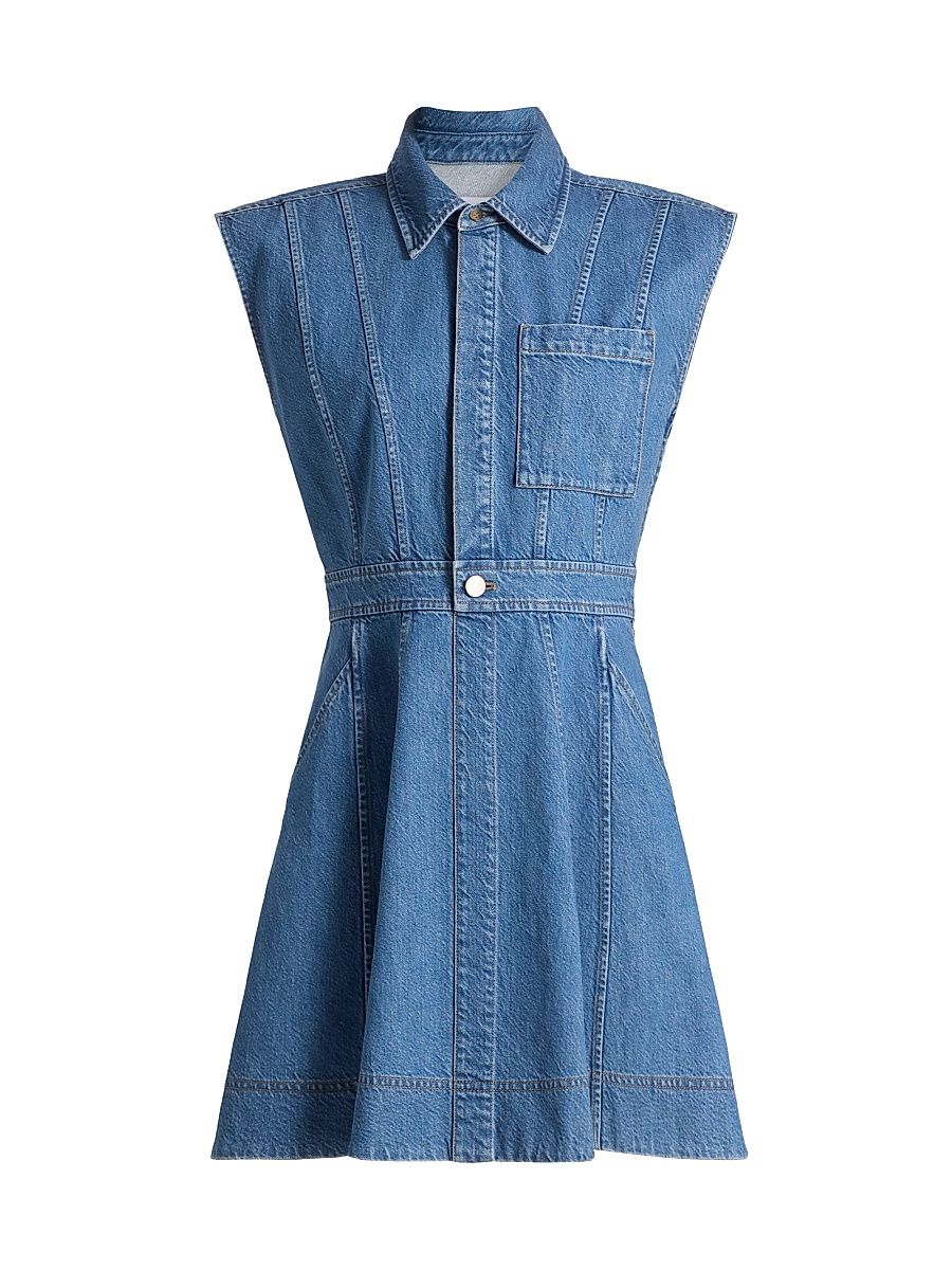Women's Hailey Panelled Denim Minidress - Medium Indigo Blue - Size 14