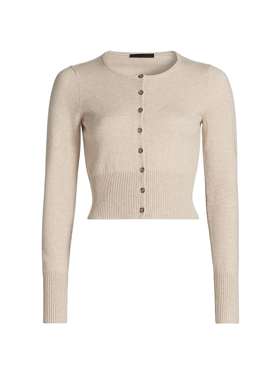 Women's Finley Cropped Cashmere Cardigan - Oat - Size XL