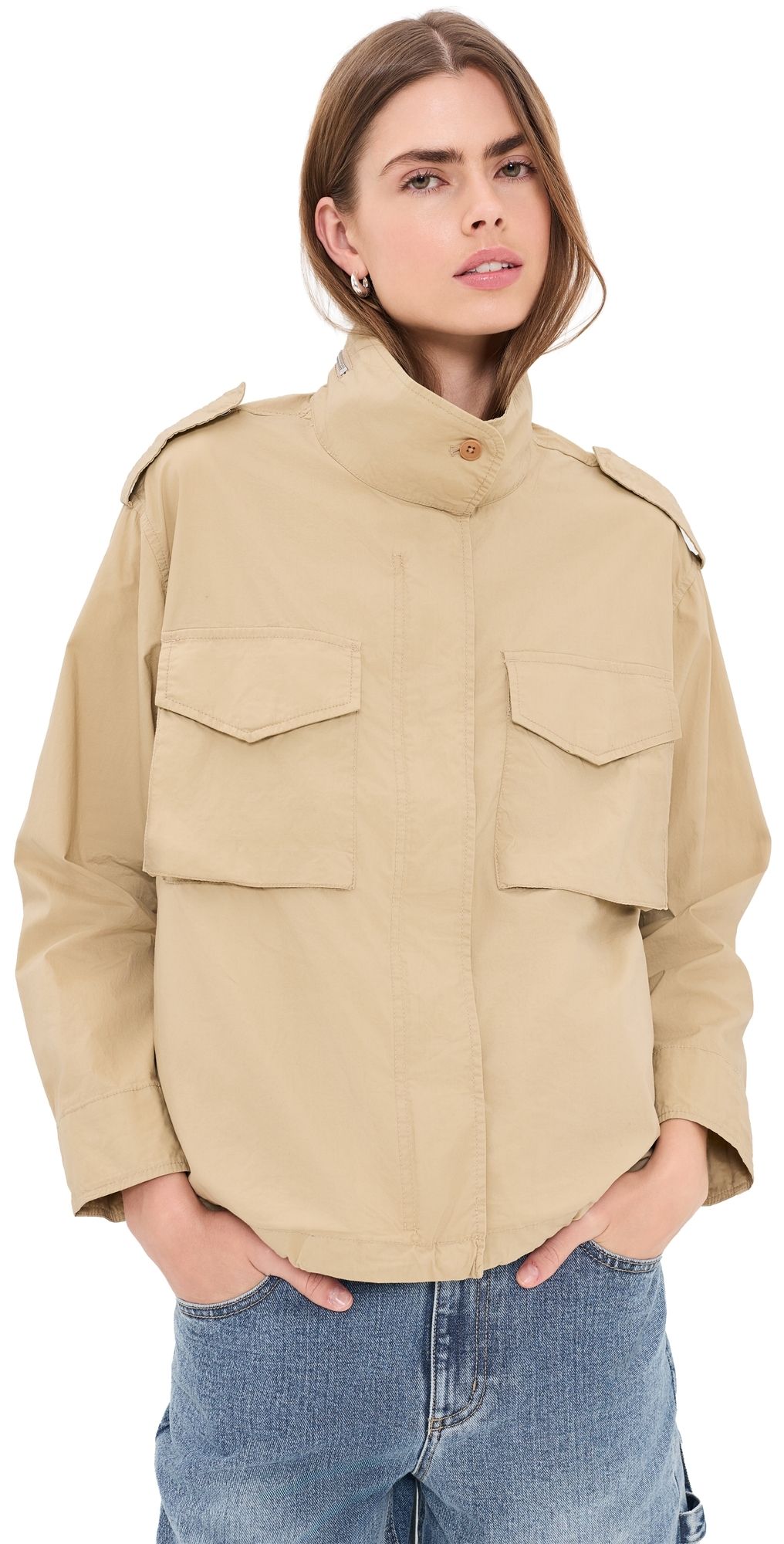 Madewell Field Jacket in Washed Poplin Fennel Seed XXL