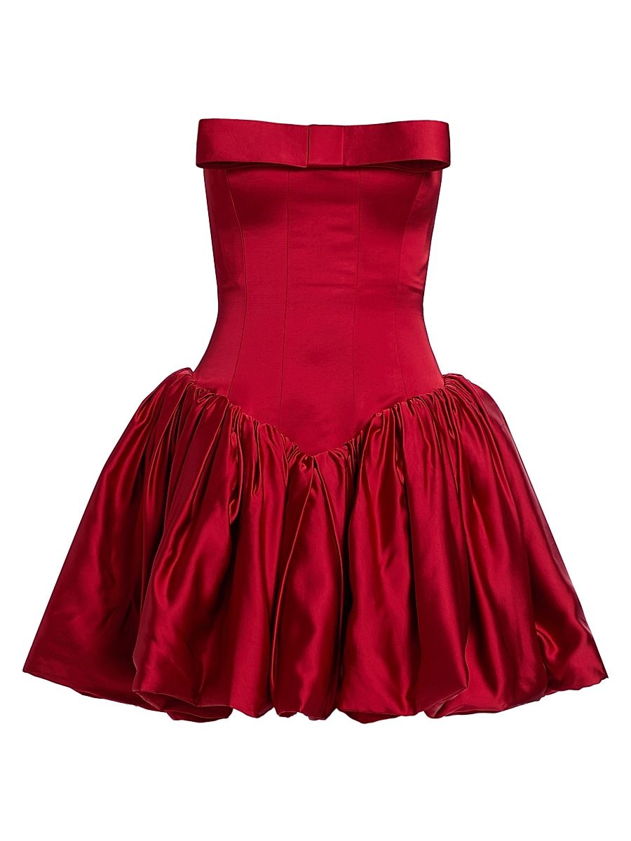 Women's Mirelle Bow-Detailed Satin Fit & Flare Minidress - Ruby Rose - Size 12