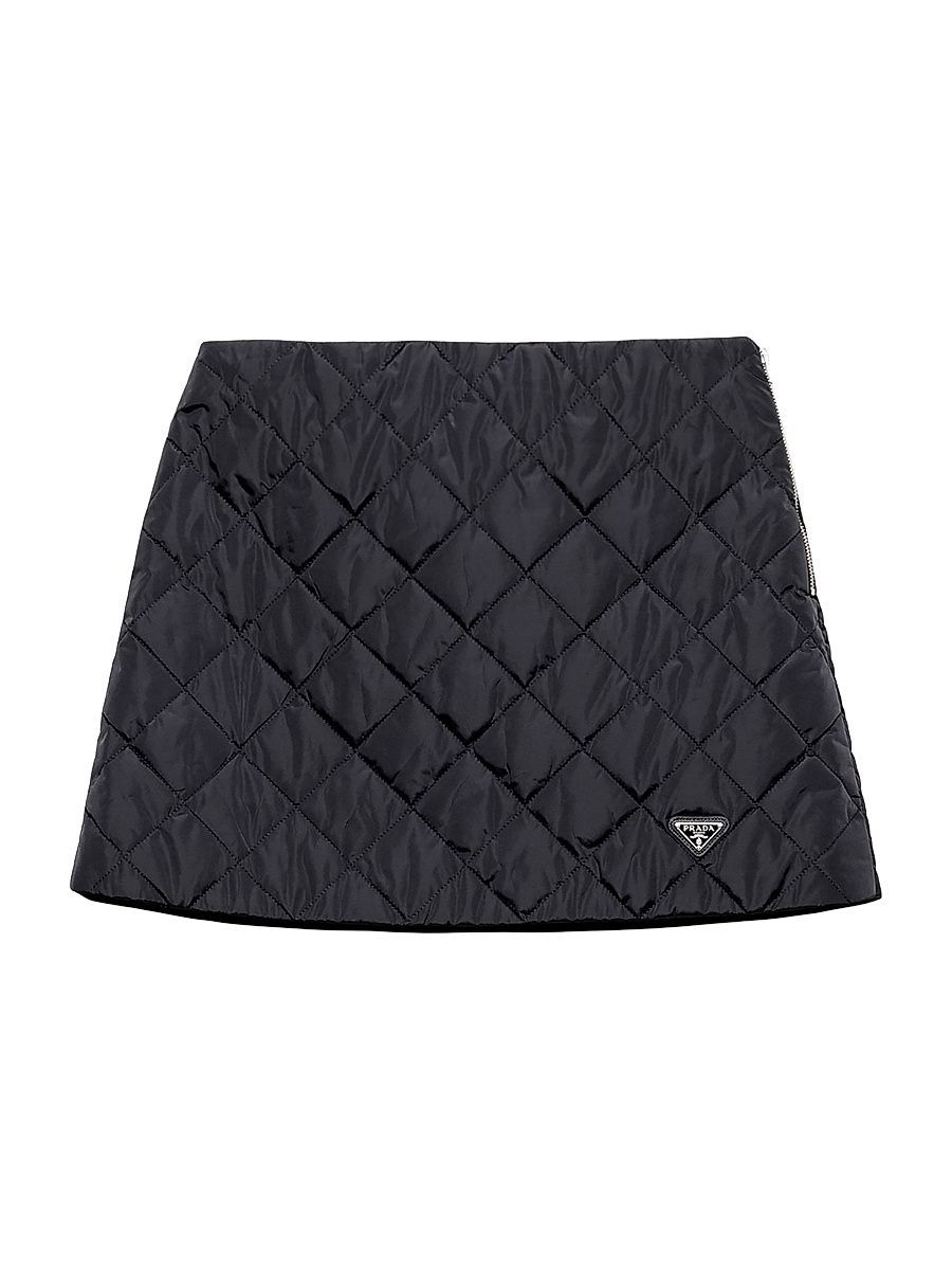 Women's Lightweight Quilted Re-Nylon Miniskirt - Navy Blue - Size 8
