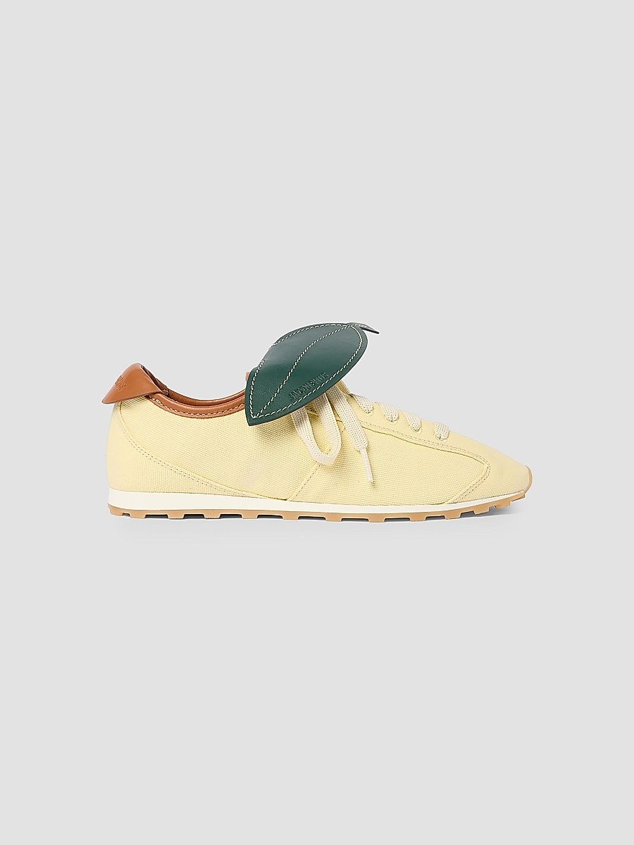 Jacquemus Women's Les Tennis Lemon Leather Low-Top Sneakers - Light Yellow - Size 7