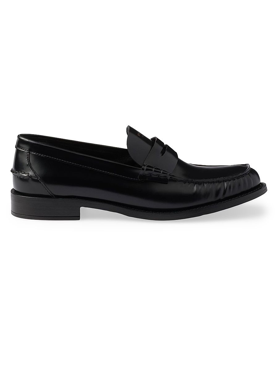 Women's Brushed Leather Loafers - Black - Size 11