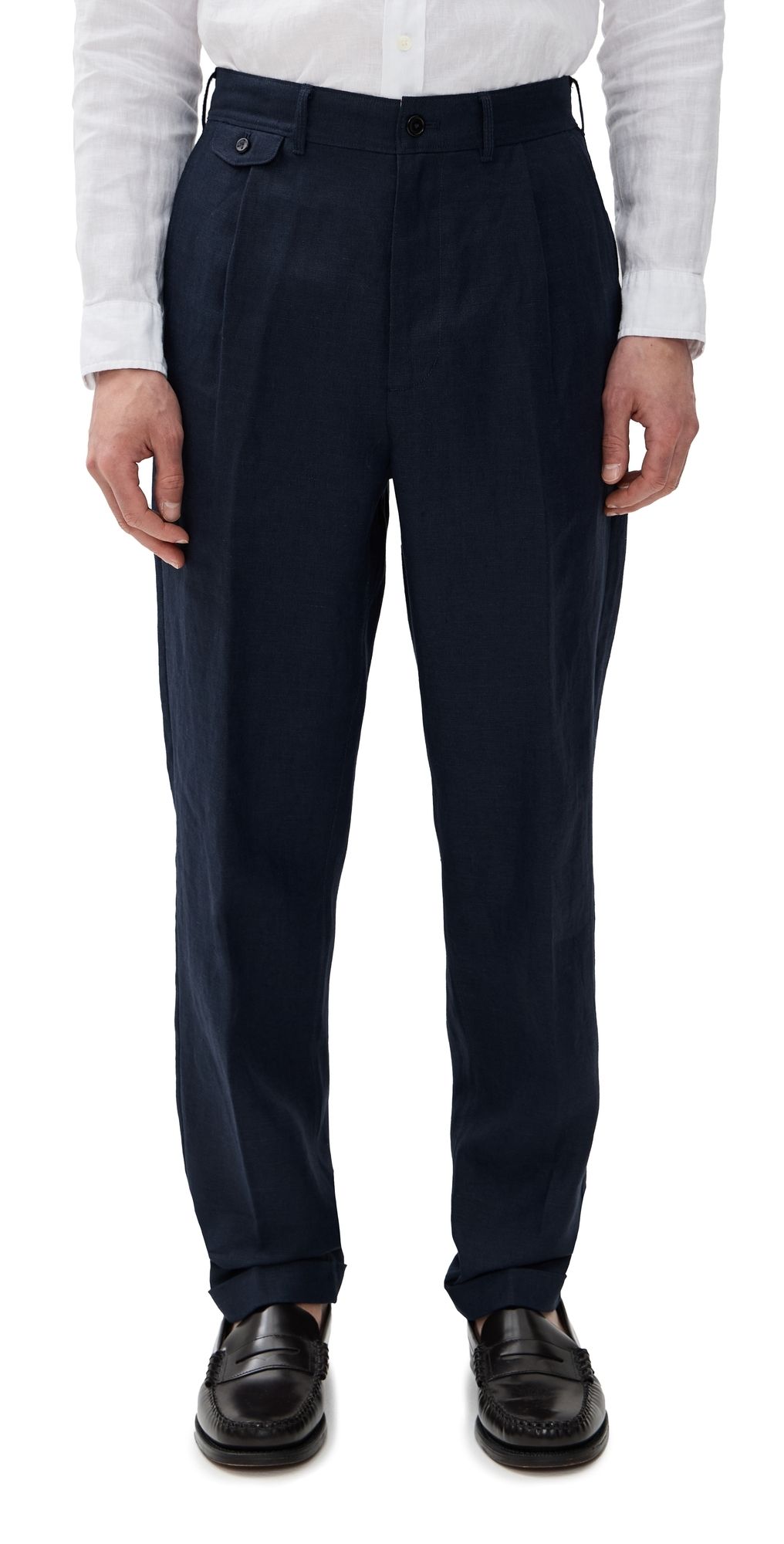 Alex Mill Standard Pleated Pants In Linen Navy 32