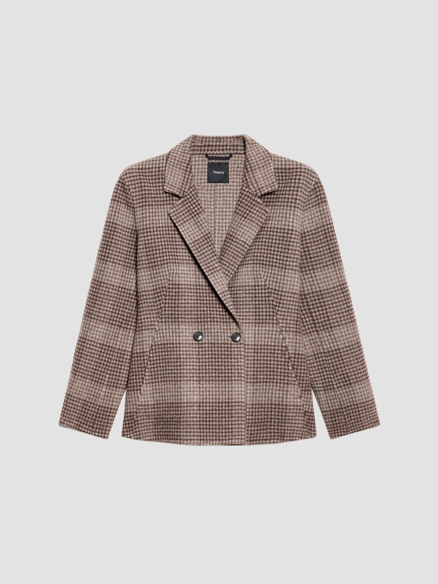Theory Women's Shaped Blazer Coat - Mahogany Multi - Size XL