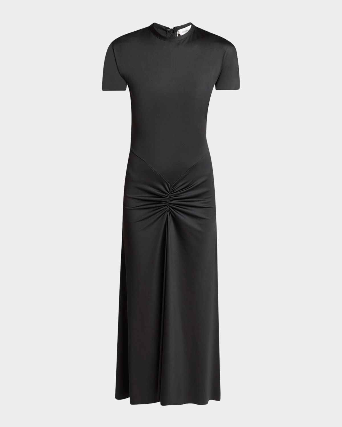 Gathered Drop-Waist Midi T-Shirt Dress