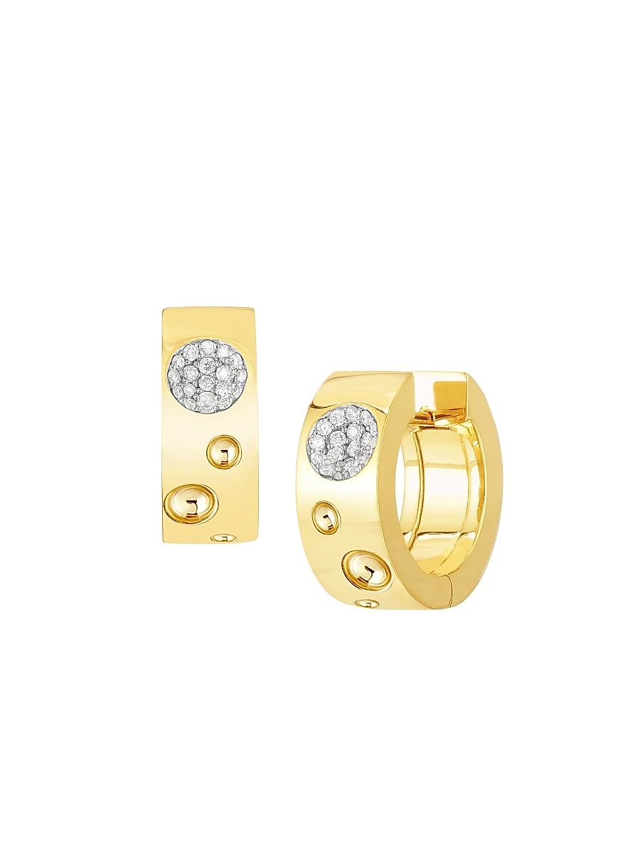 Women's Pois Moi Luna 18K Yellow Gold & Diamond Small Hoop Earrings - Yellow Gold