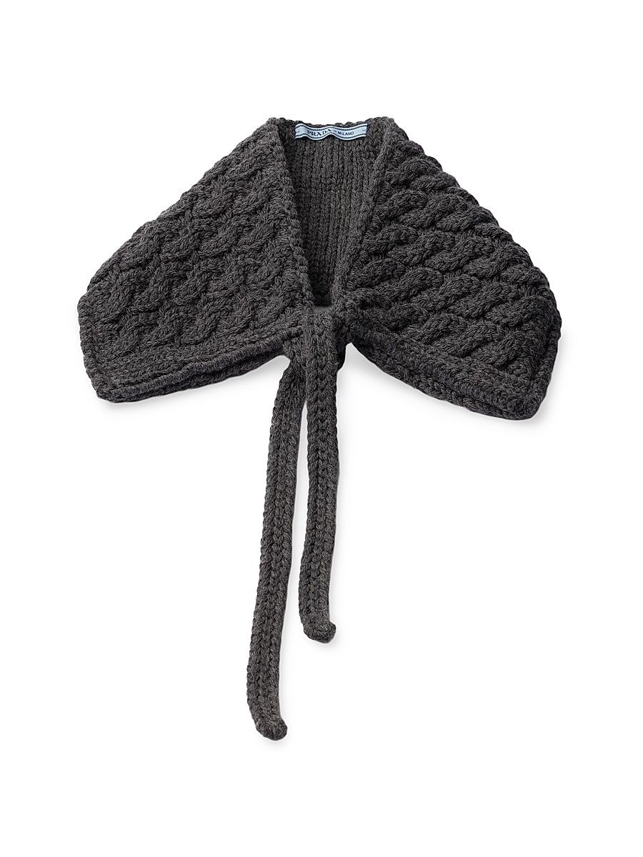 Women's Cable Knit Wool Collar - Grey