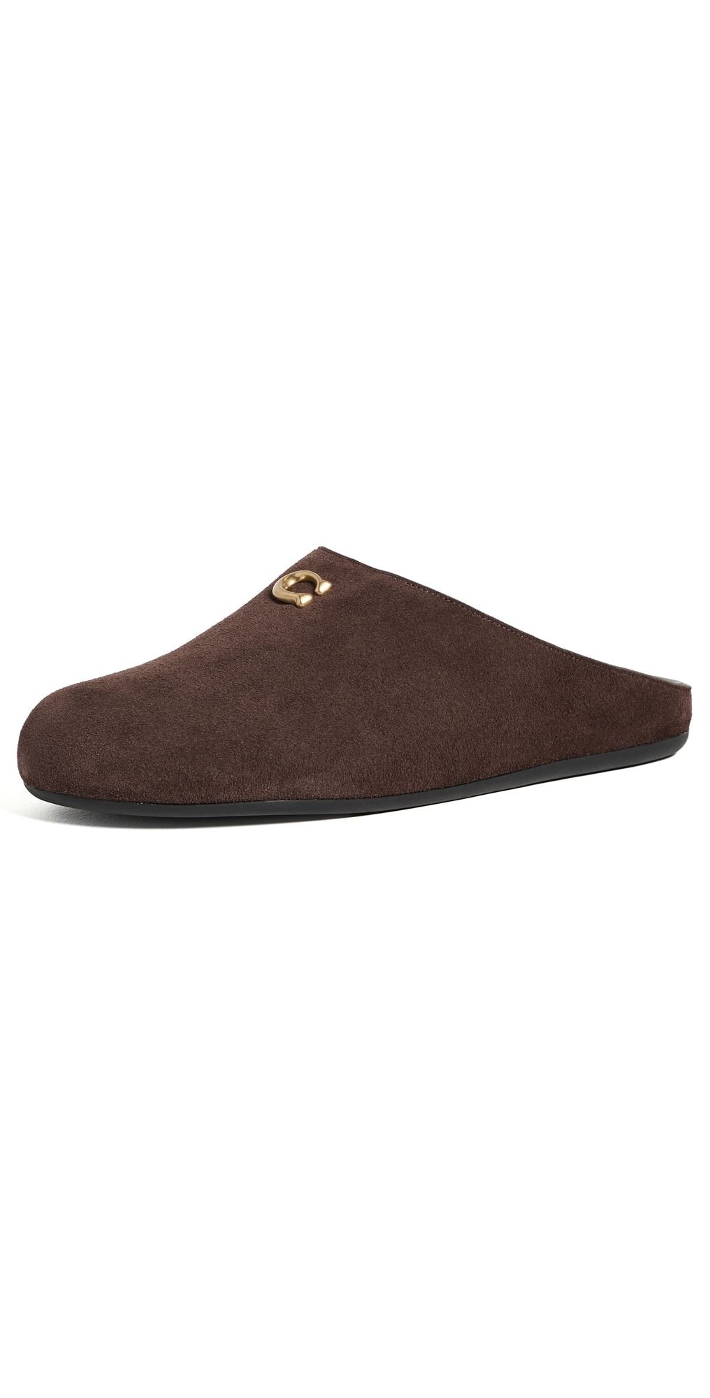 Coach Sculpted C Soft Mules Chocolate Suede 9